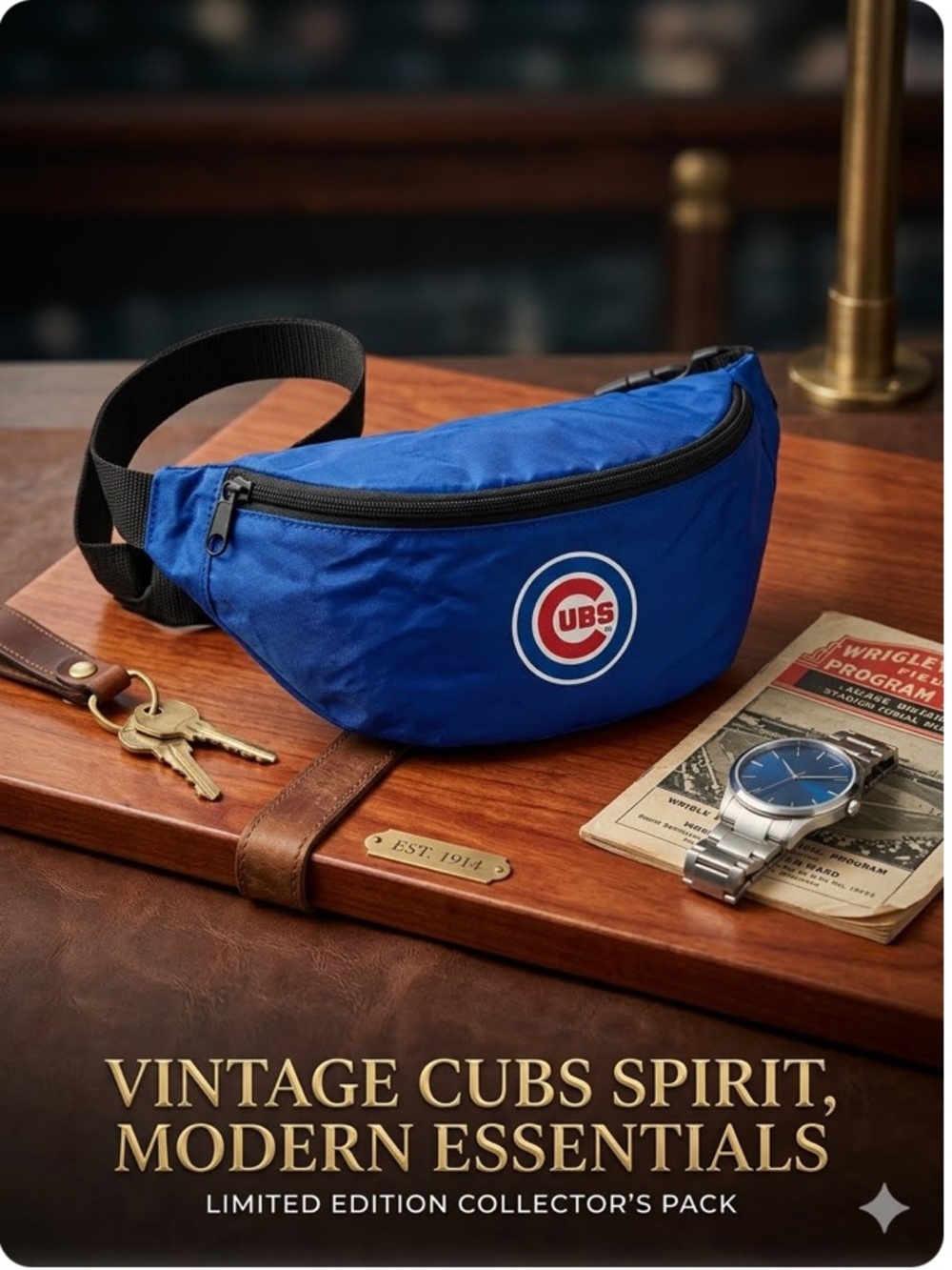 Vintage Chicago Cubs Royal Blue Nylon Baseball Fanny Pack-Hit merchandise